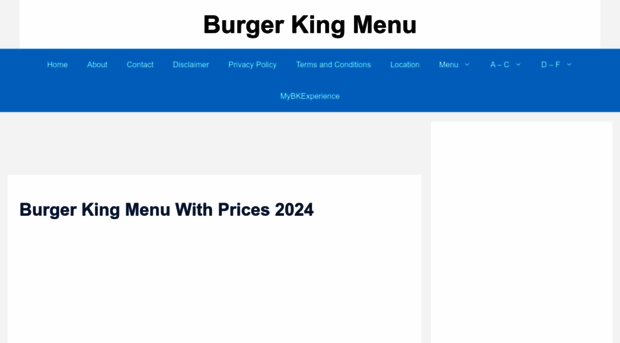 Burgerking Menu Burger King Menu With Prices Burger King Menu