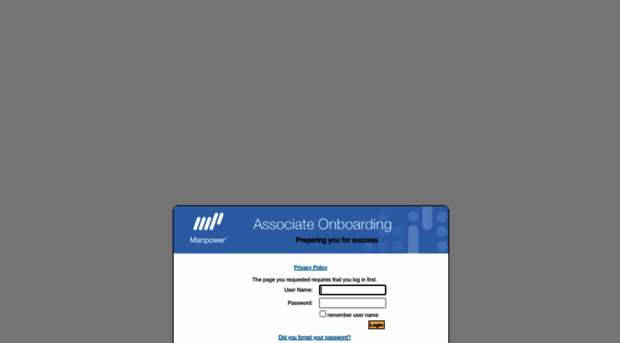 manpower onboarding login