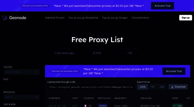 fast free proxy list download