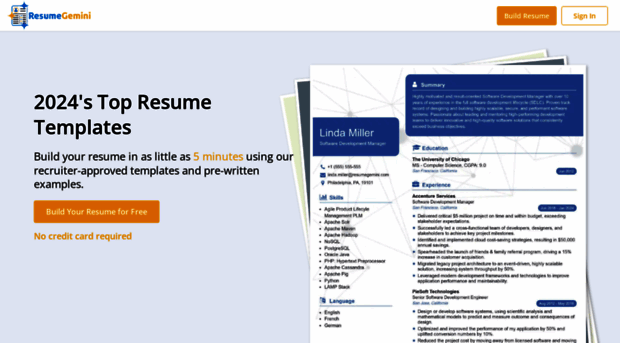 Resumegemini Resume Builder For 2024 Free Resume Gemini