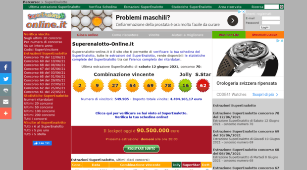Superenalotto online.it superenalotto: controlla sched ... Controlla online