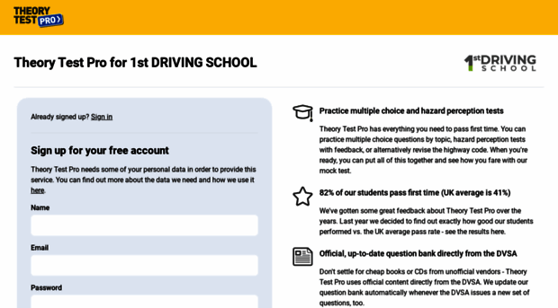 1stdrivingschool.theorytestpro.co.uk