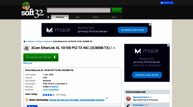 3com-etherlink-xl-10-100-pci-tx-nic-3c905b-tx.soft32.com