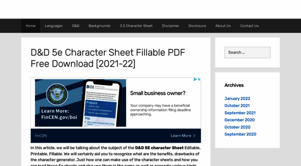 5echaractersheet.com