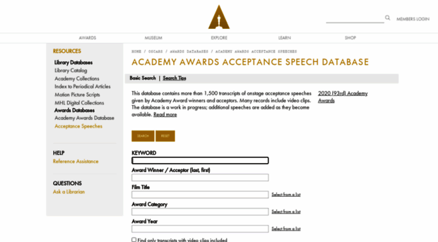 aaspeechesdb.oscars.org