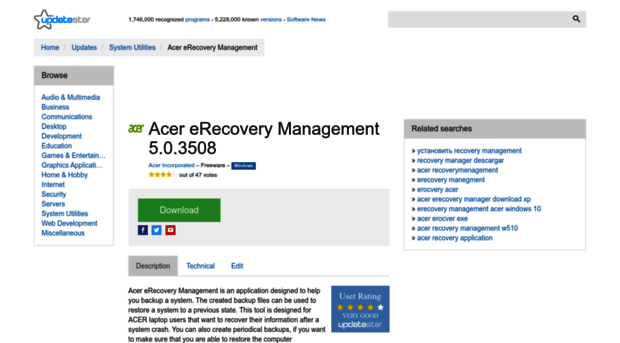 acer-erecovery-management.updatestar.com