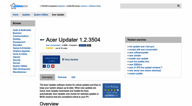 acer-updater.updatestar.com