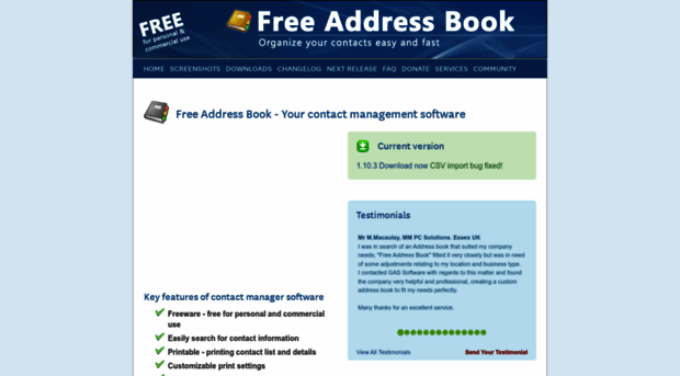 free download of address book software