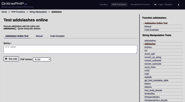addslashes.onlinephpfunctions.com