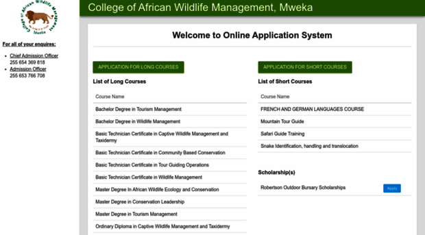 admission.mwekawildlife.ac.tz