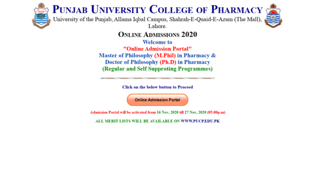 admissionpucp.edu.pk