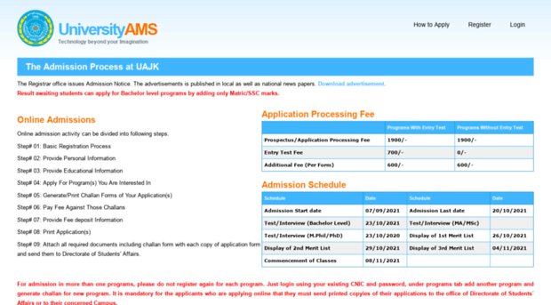 admissions.ajku.edu.pk