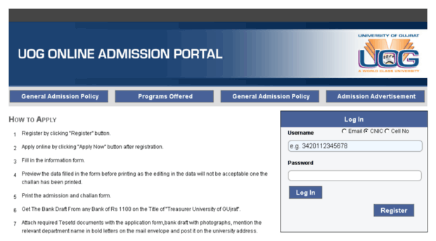 admissions.uog.edu.pk