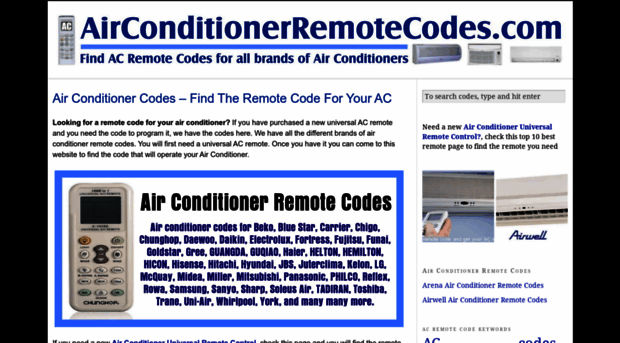 airconditionerremotecodes.com