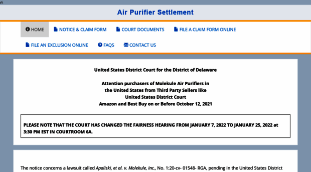 airpurifiersettlement.com