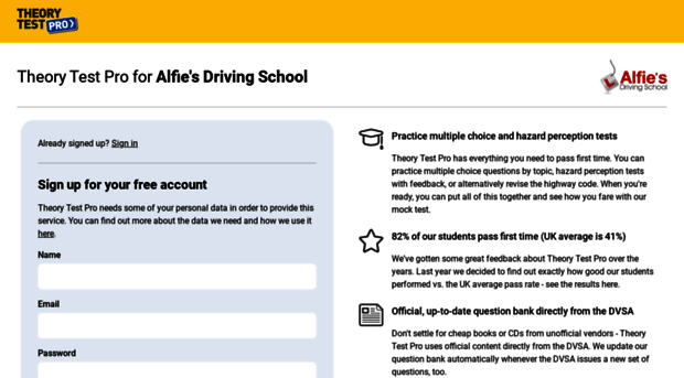 alfiesdrivingschool.theorytestpro.co.uk