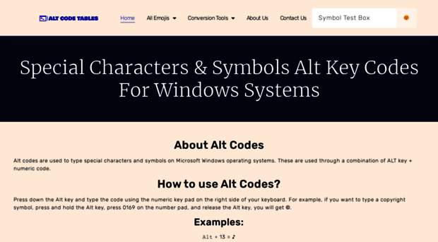 altcodetable.com