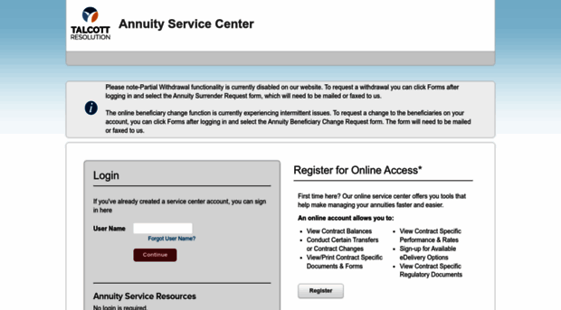 annuities.talcottresolution.com - Annuity Service Center- Login ...