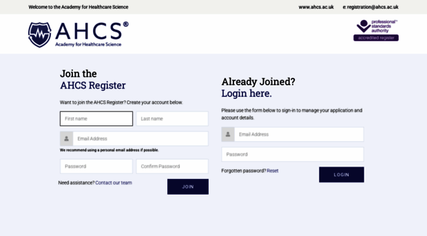 app.ahcs.ac.uk - Login or Join - Applicant Port... - App Ahcs