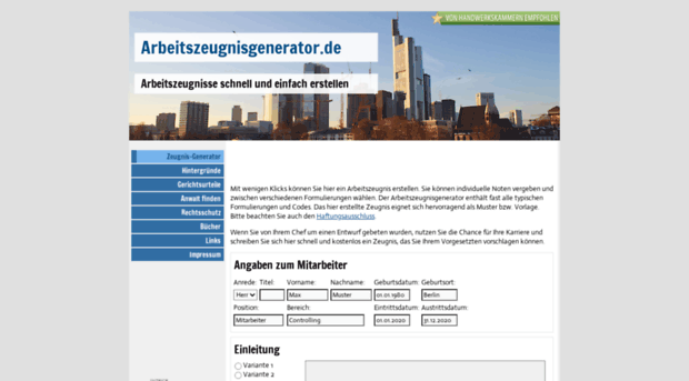 arbeitszeugnisgenerator.de