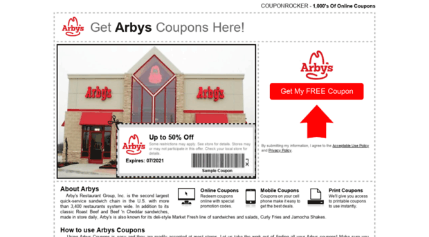 arbys.couponrocker.com