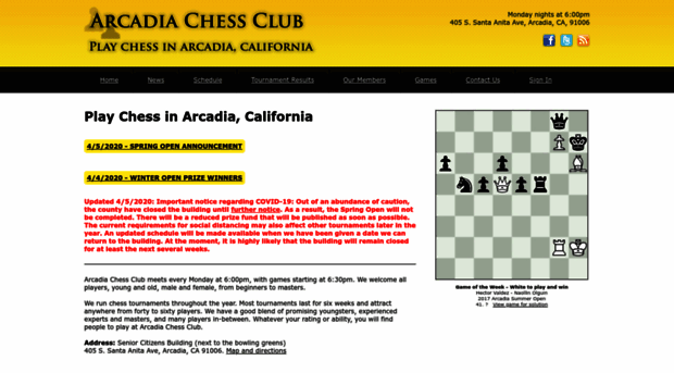 arcadiachessclub.com