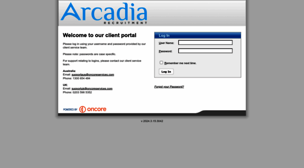 arcadiarecruitment.oncoreservices.com