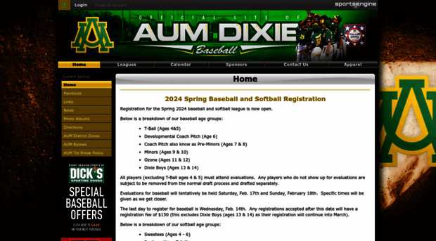 aumdixiebaseball.com