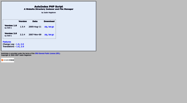autoindex.sourceforge.net