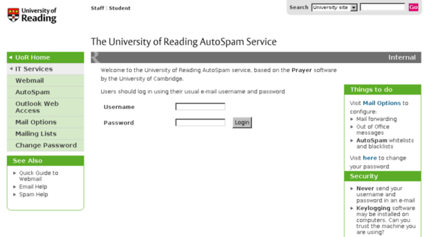autospam.reading.ac.uk