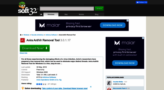 avira-antivir-removal-tool.soft32.com