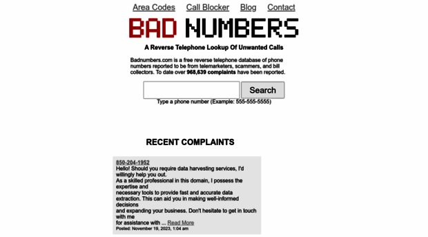 badnumbers.com