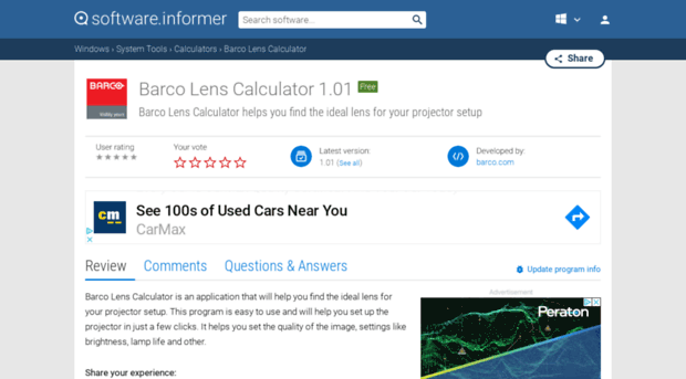 barco-lens-calculator.software.informer.com