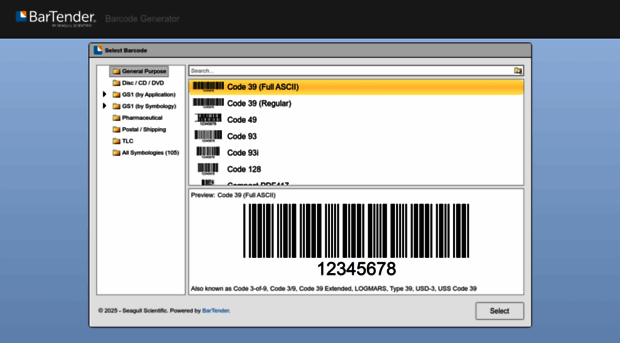 barcodegenerator.seagullscientific.com