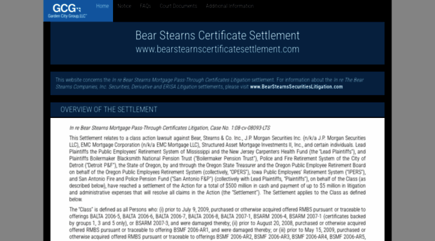 bearstearnscertificatesettlement.com