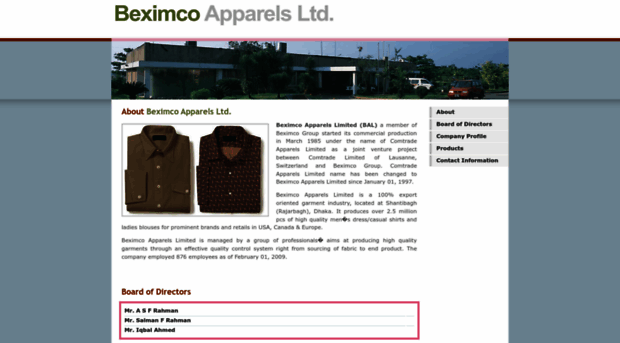 beximcoapparels.com