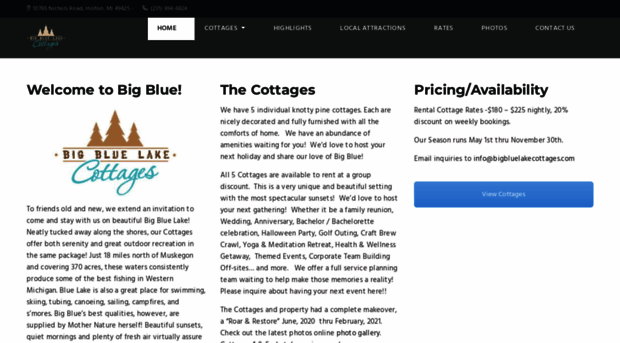 bigbluelakecottages.com