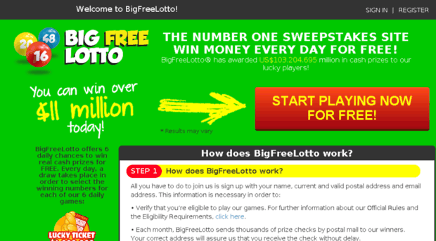 free lotto real money