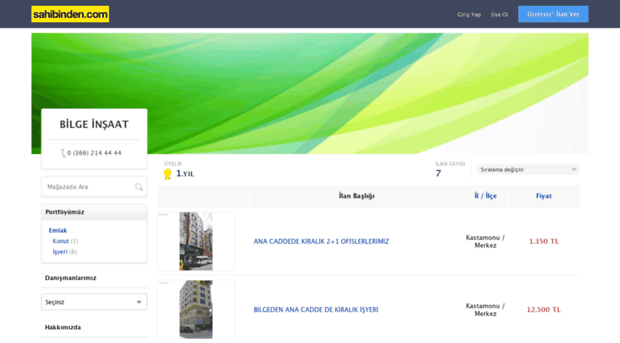 bilgeinsaat.sahibinden.com