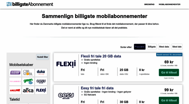 billigsteabonnement.dk