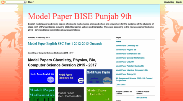 bisepunjabmodelpaper9th.blogspot.com