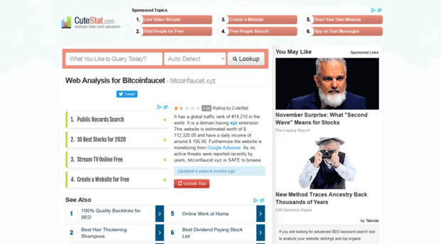 bitcoinfaucet.xyz.cutestat.com