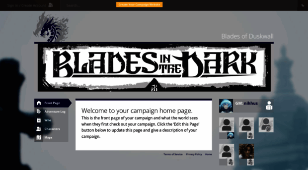 bladesofduskwall.obsidianportal.com