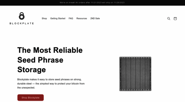 Blockplate  Simple, Reliable Seed Phrase Storage