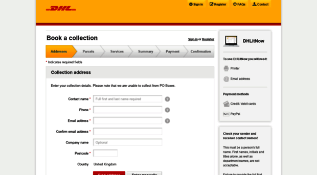 book.parcel.dhl.co.uk