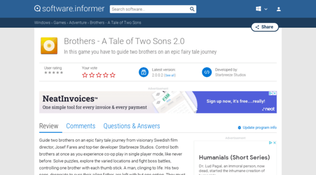 brothers-a-tale-of-two-sons.software.informer.com
