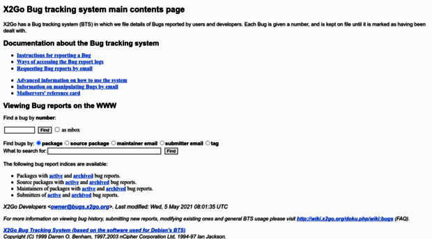 bugs.x2go.org