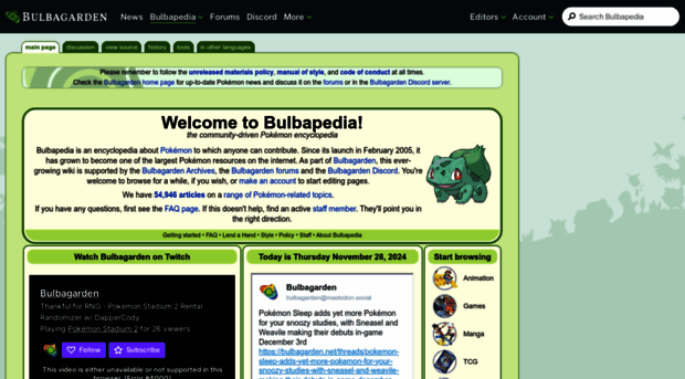 Bulbapedia, the community-driven Pokémon encyclopedia