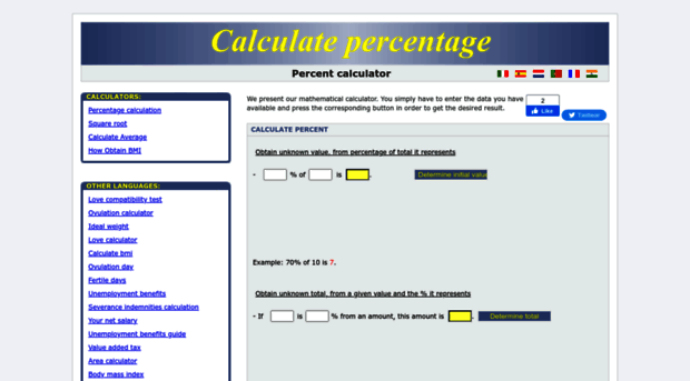 calculatepercentage.in