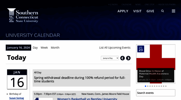 calendar.southernct.edu
